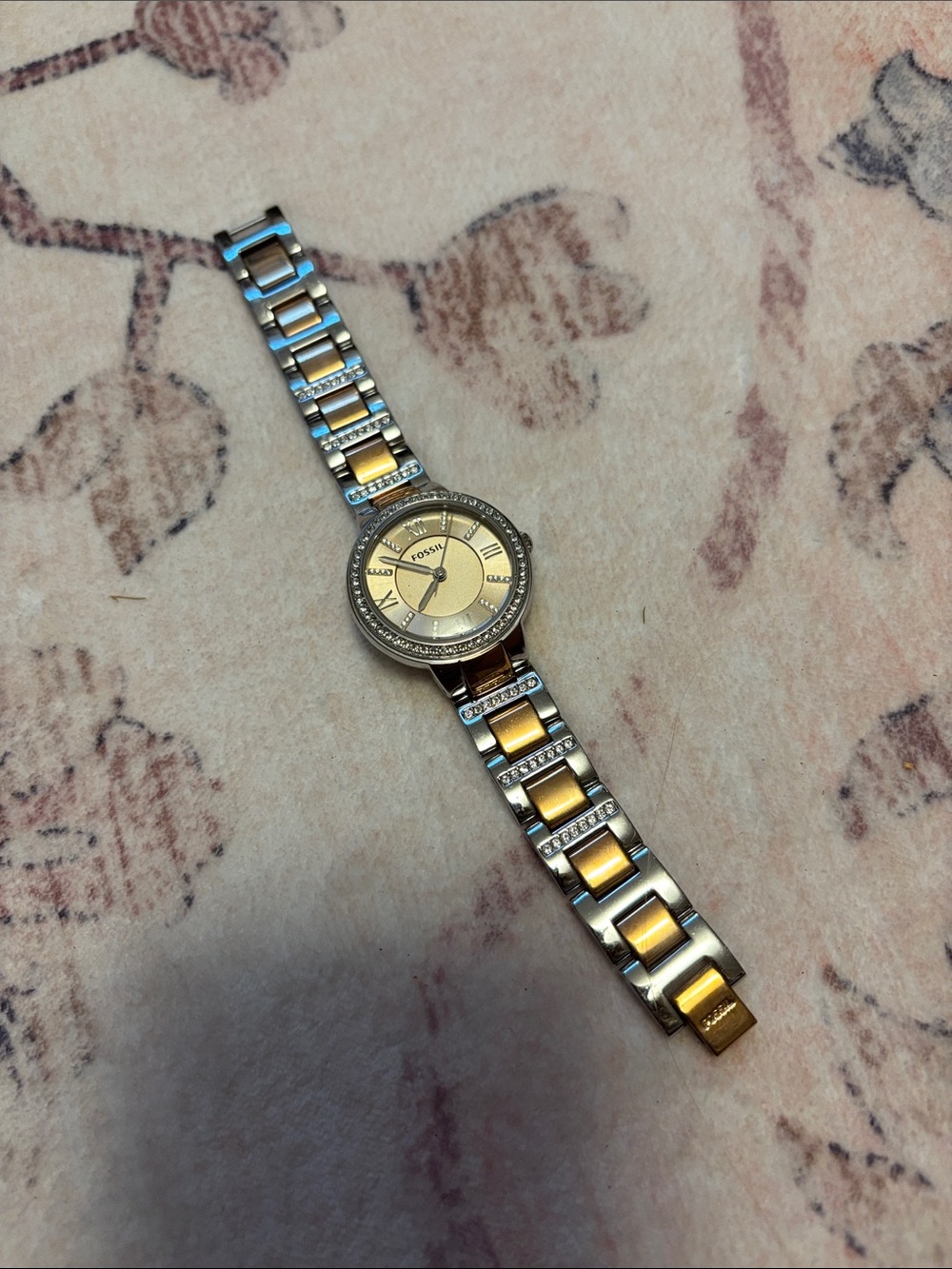 Fossil Two-Tone Crystal Accent Women's Watch - Rose Gold/Silver
